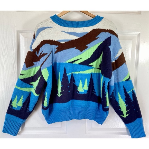 Forever 21 Intarsia Landscape Half-Zip Ski Sweater Double Lined Medium - Picture 5 of 9